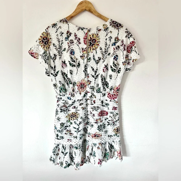 ASTR The Label White Floral Eyelet Short Flutter Sleeve Dress Size Large NWT - Picture 10 of 15